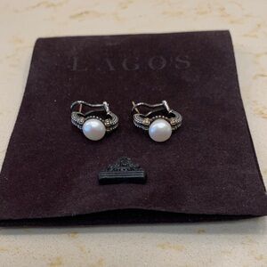 LAGOS Silver Earrings with White Pearls